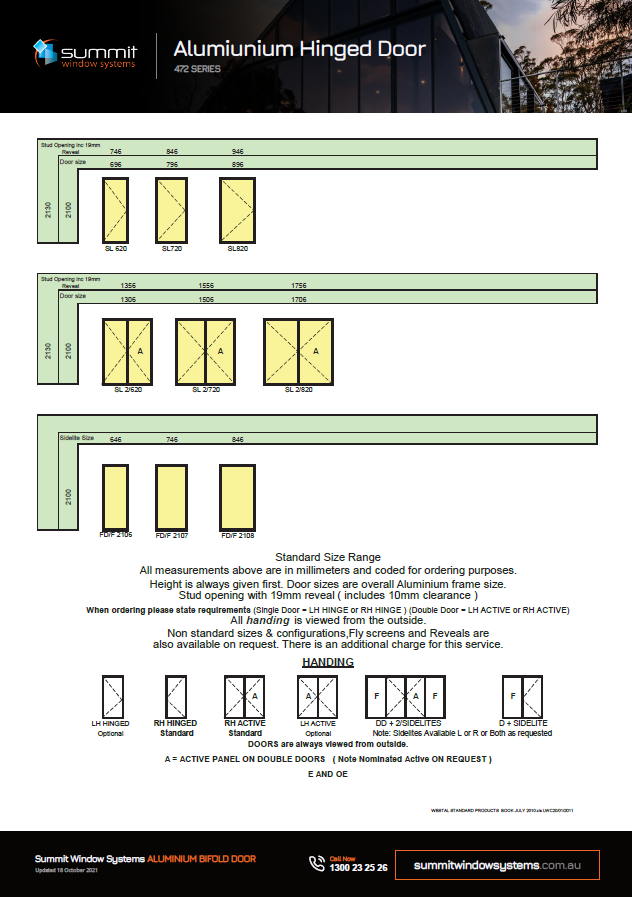 Summit Windows – Aluminium Hinged Door v.1.2.3